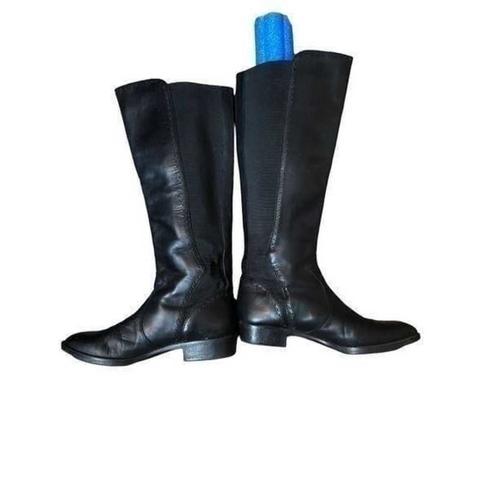 Ann Taylor Loft black leather riding boot with st… - image 1