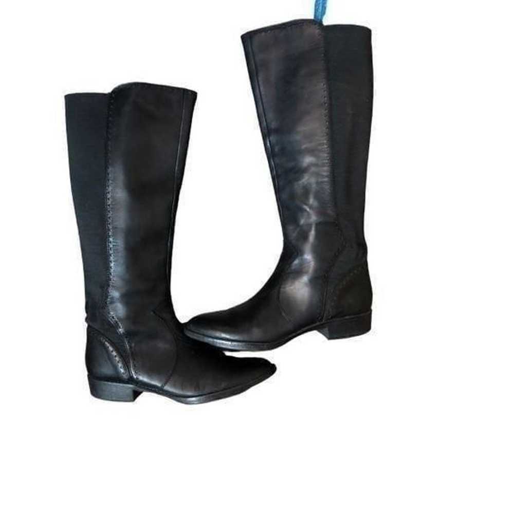 Ann Taylor Loft black leather riding boot with st… - image 3