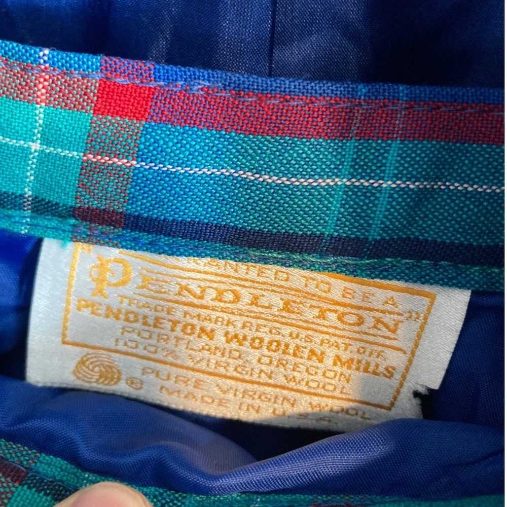 Womens Vintage 80s Pendleton Blue Plaid Wool Acad… - image 7