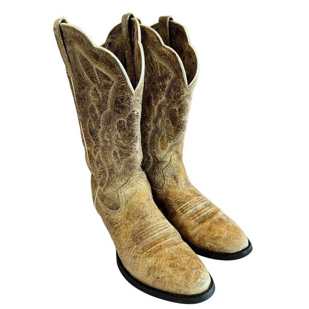 Ariat Cowboy Boots Brown textured rough Leather W… - image 4