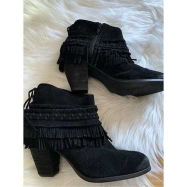 Fringe suede, black booties size 8 new