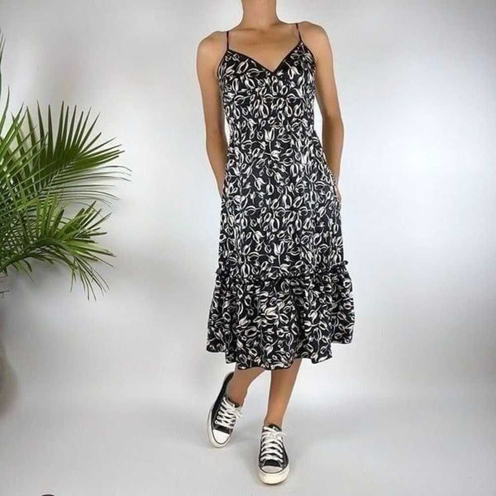 Vintage Y2K Floral Black & Ivory Bebe Silk Strapp… - image 3