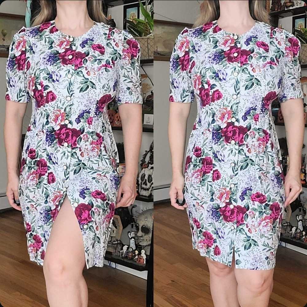 Vintage 1980's button front floral dress - Jazz - image 1