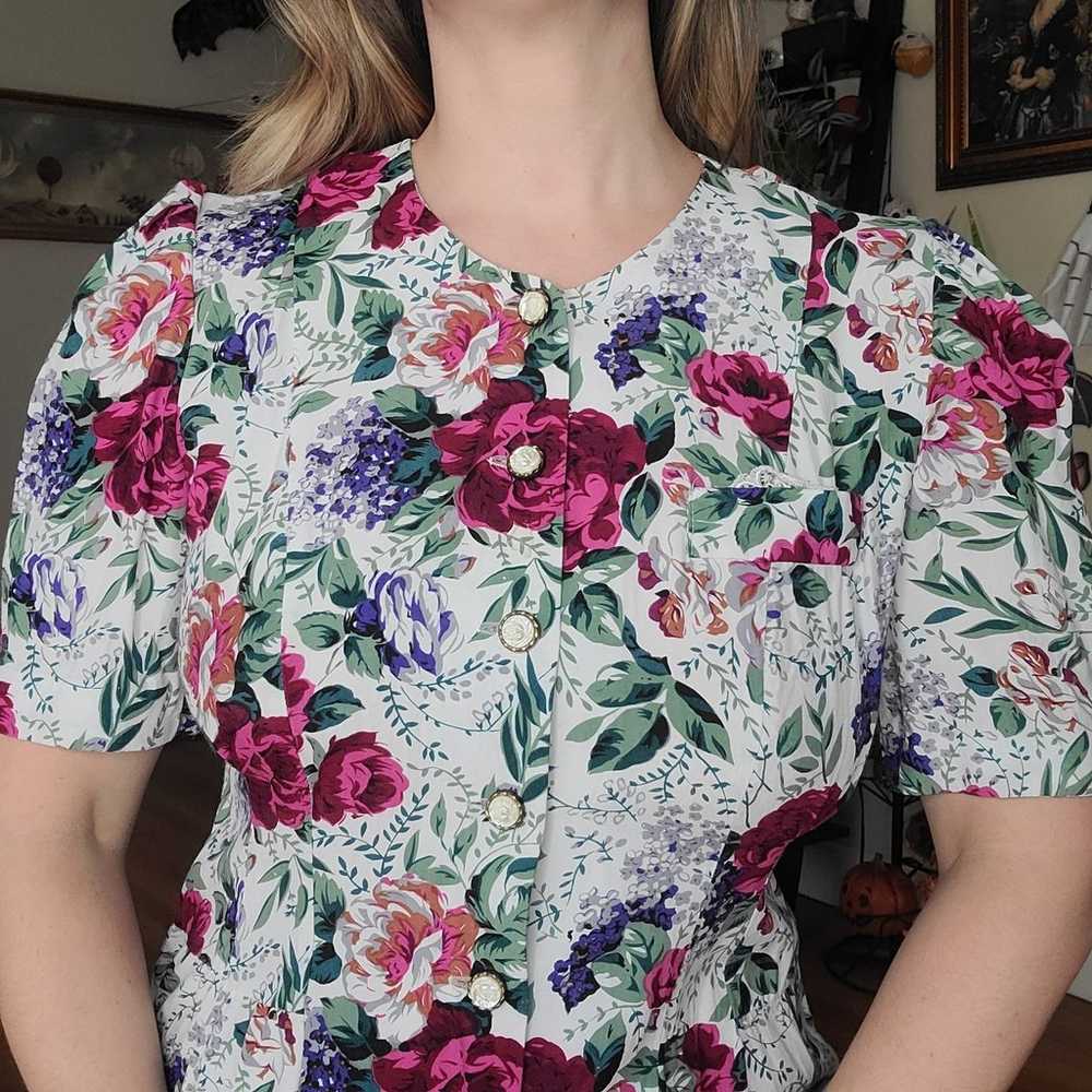 Vintage 1980's button front floral dress - Jazz - image 4