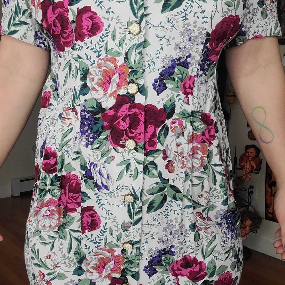 Vintage 1980's button front floral dress - Jazz - image 5