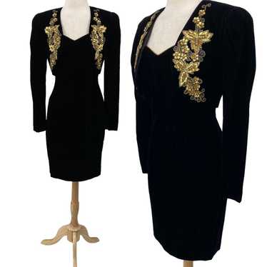 Vintage Alex Evenings Velvet Mini Dress & Bolero J