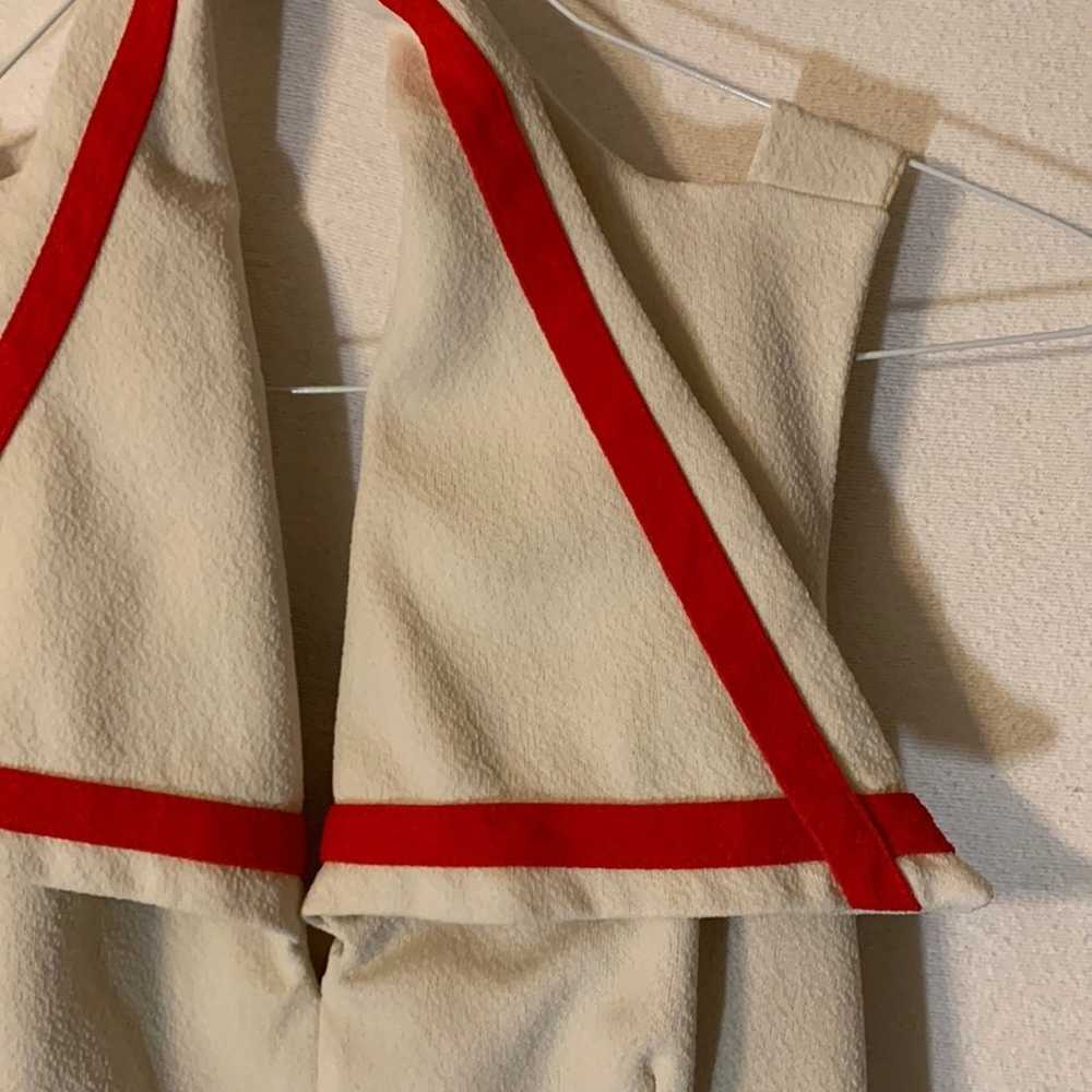 vintage tennis dress 60s womens small white red n… - image 2