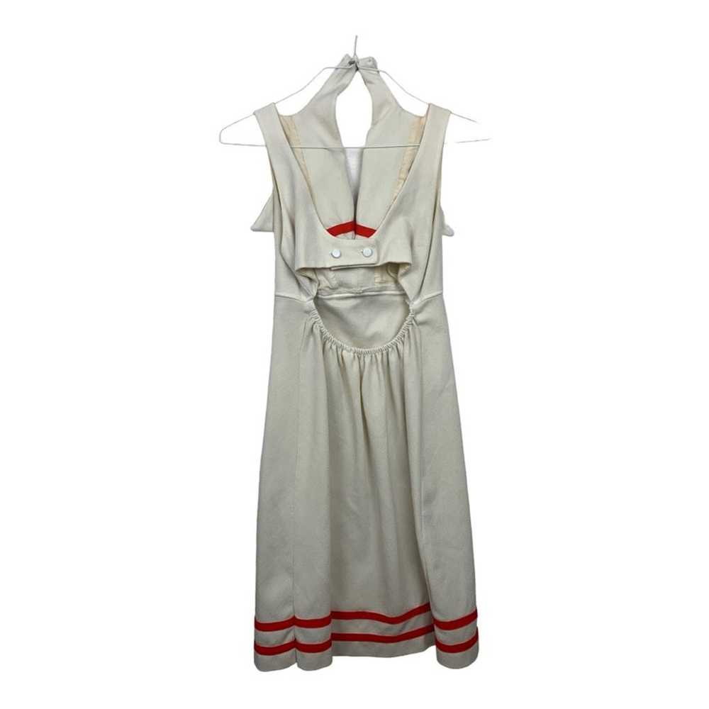 vintage tennis dress 60s womens small white red n… - image 3