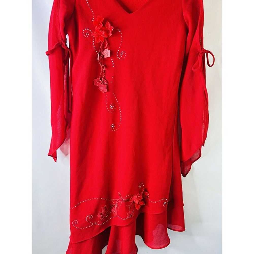 Vintage Y2K Womens Medium Surplice Bell Sleeve Fl… - image 5