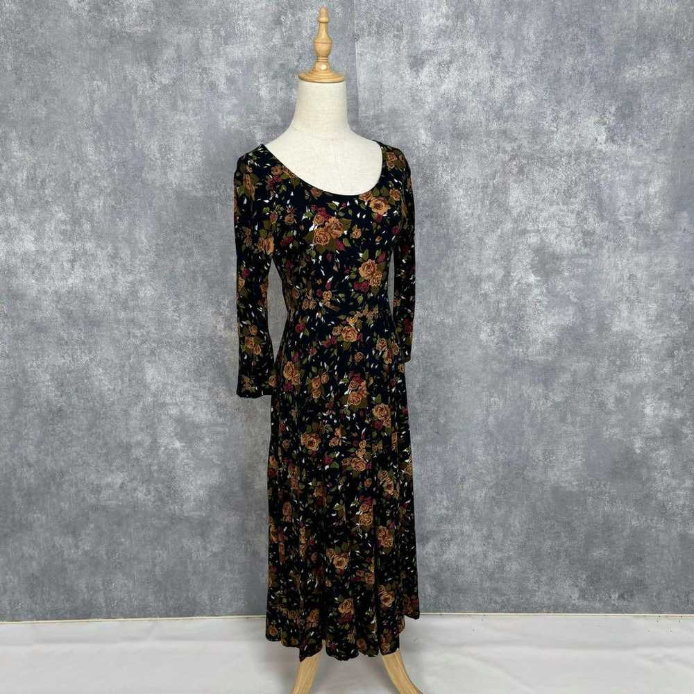 USA-made botanical print rose pattern dress vinta… - image 3