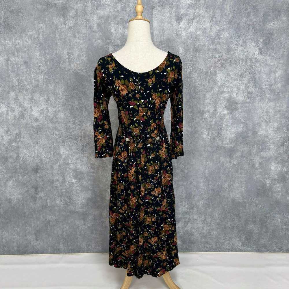 USA-made botanical print rose pattern dress vinta… - image 5