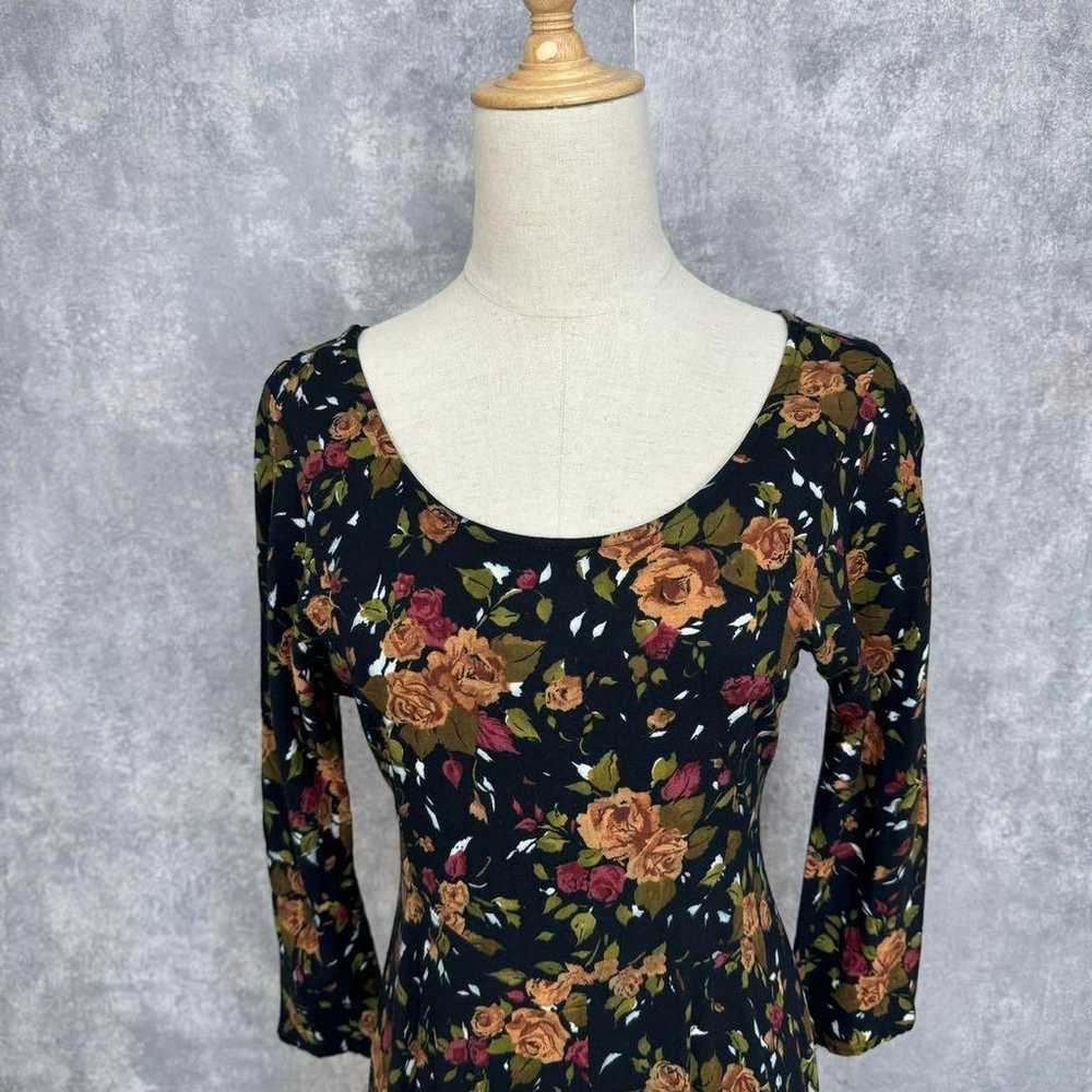 USA-made botanical print rose pattern dress vinta… - image 6