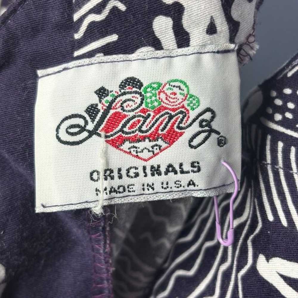 Vtg Lang Original Sz S Purple Hawaiian Tropical F… - image 8