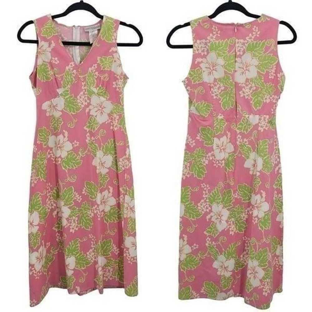 90's Cadwick's Midi Dress 6 Pink Cotton Sleeveles… - image 1