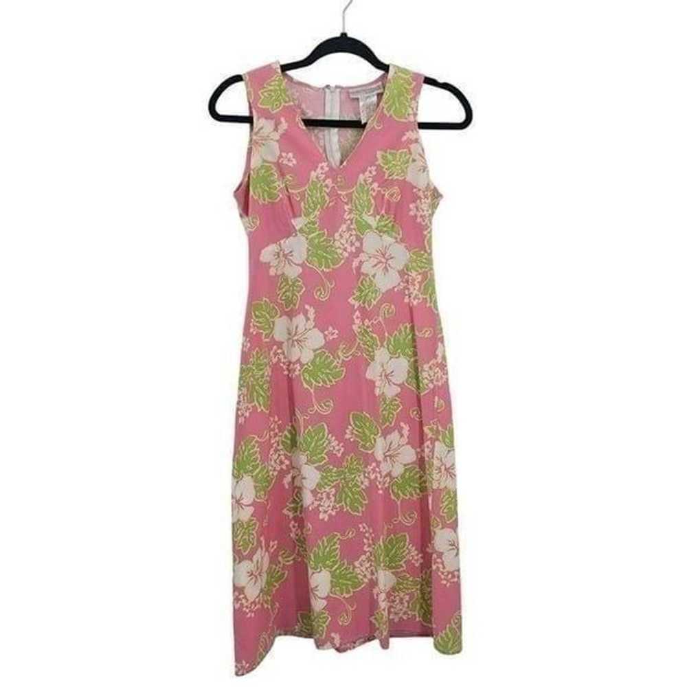 90's Cadwick's Midi Dress 6 Pink Cotton Sleeveles… - image 2