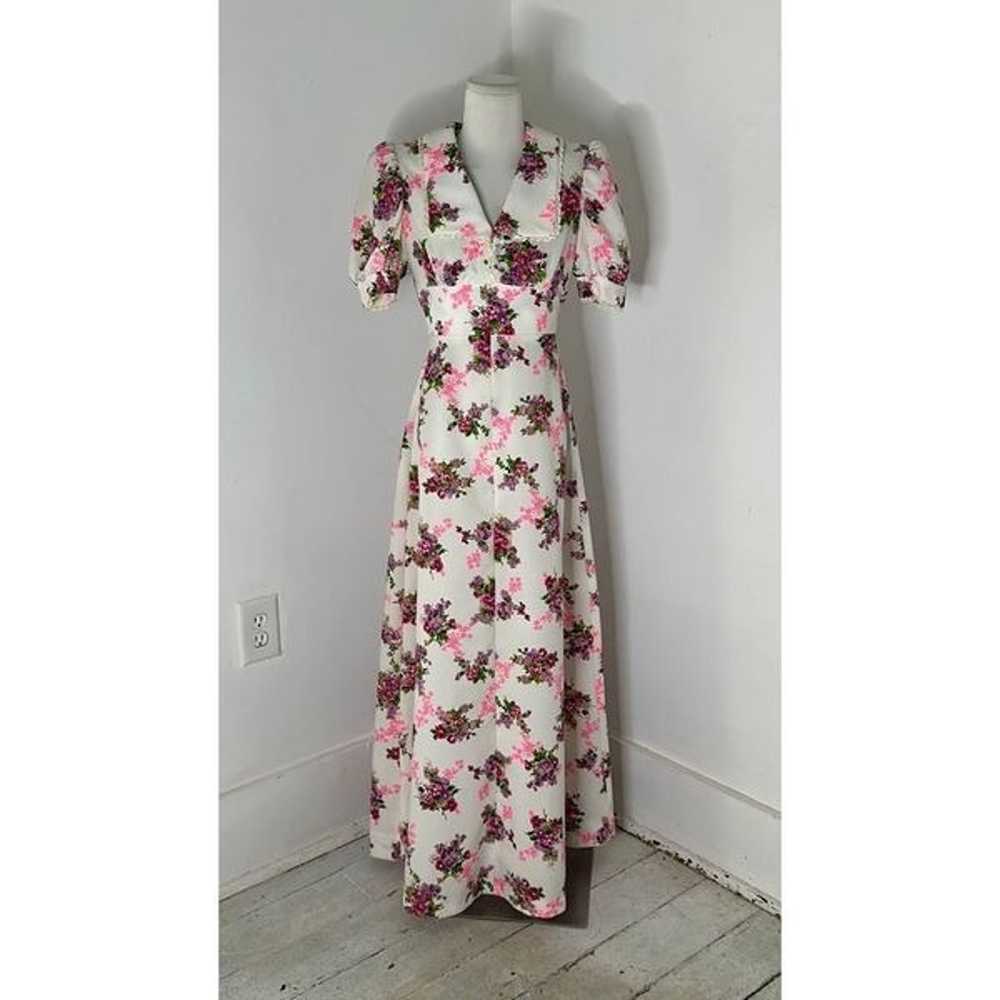 Vintage Floral 60s Empire Waist Maxi Dress - image 1