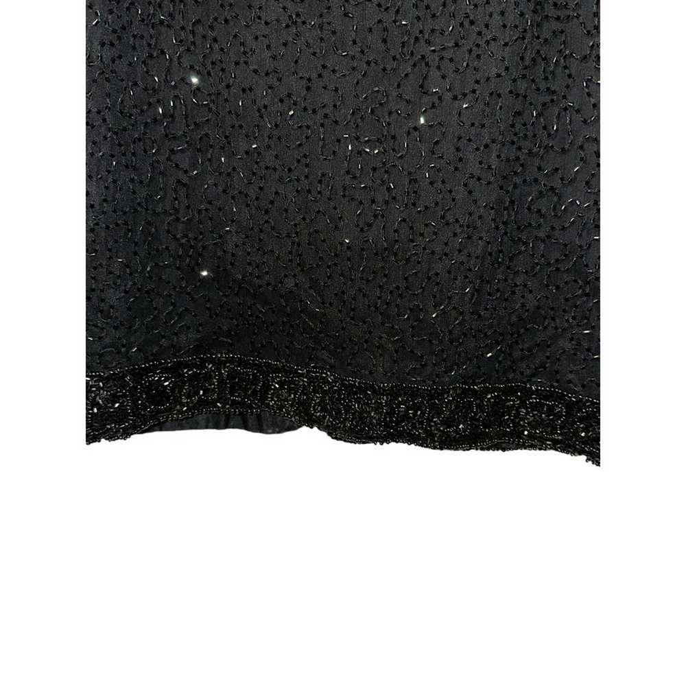 Laurence Kazar Silk Beaded Sequined Black Evening… - image 3