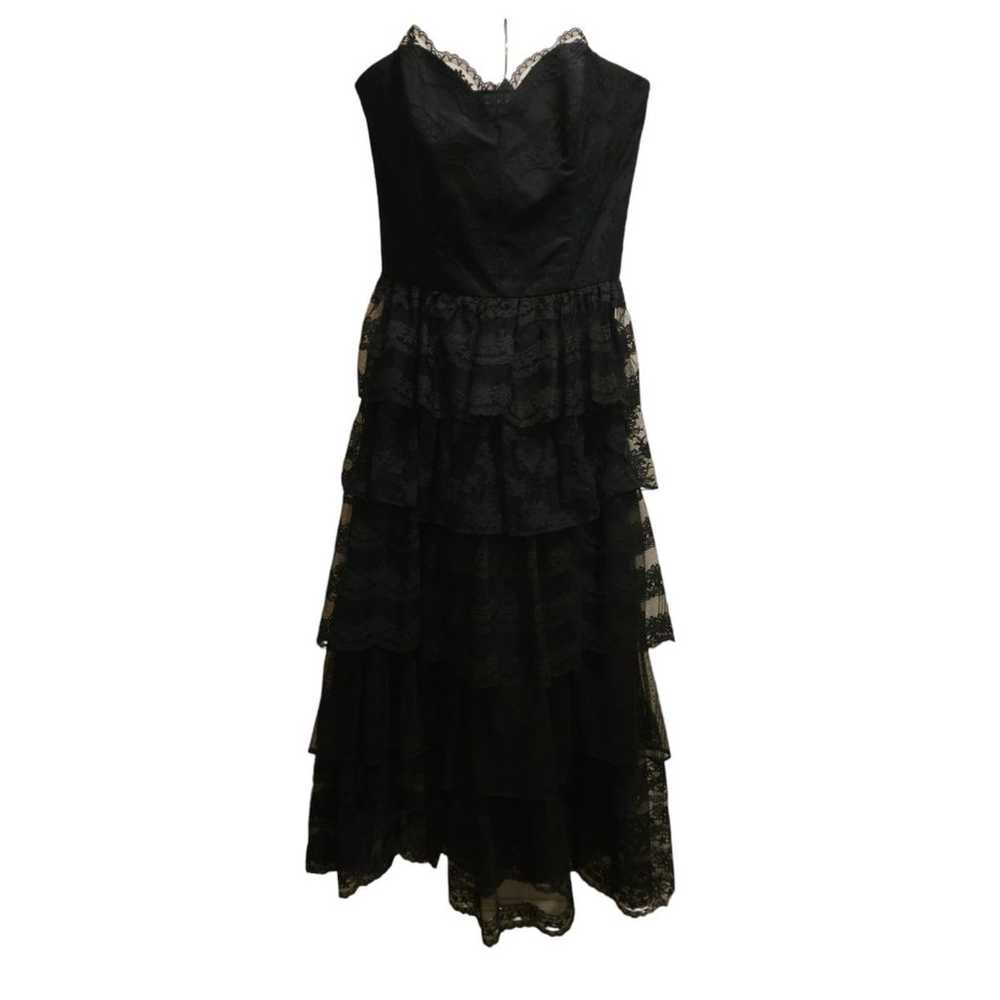 Vintage TD4 by Eletra Strapless Black Lace Midi T… - image 1