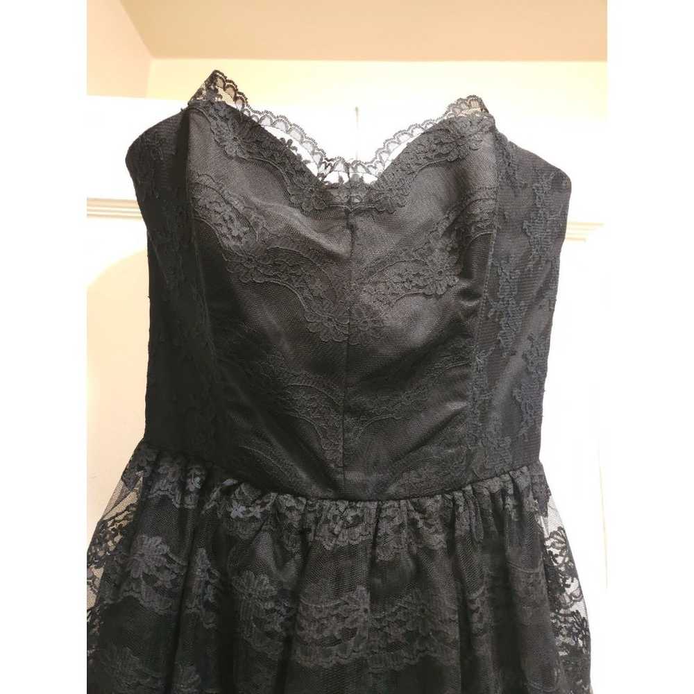 Vintage TD4 by Eletra Strapless Black Lace Midi T… - image 3