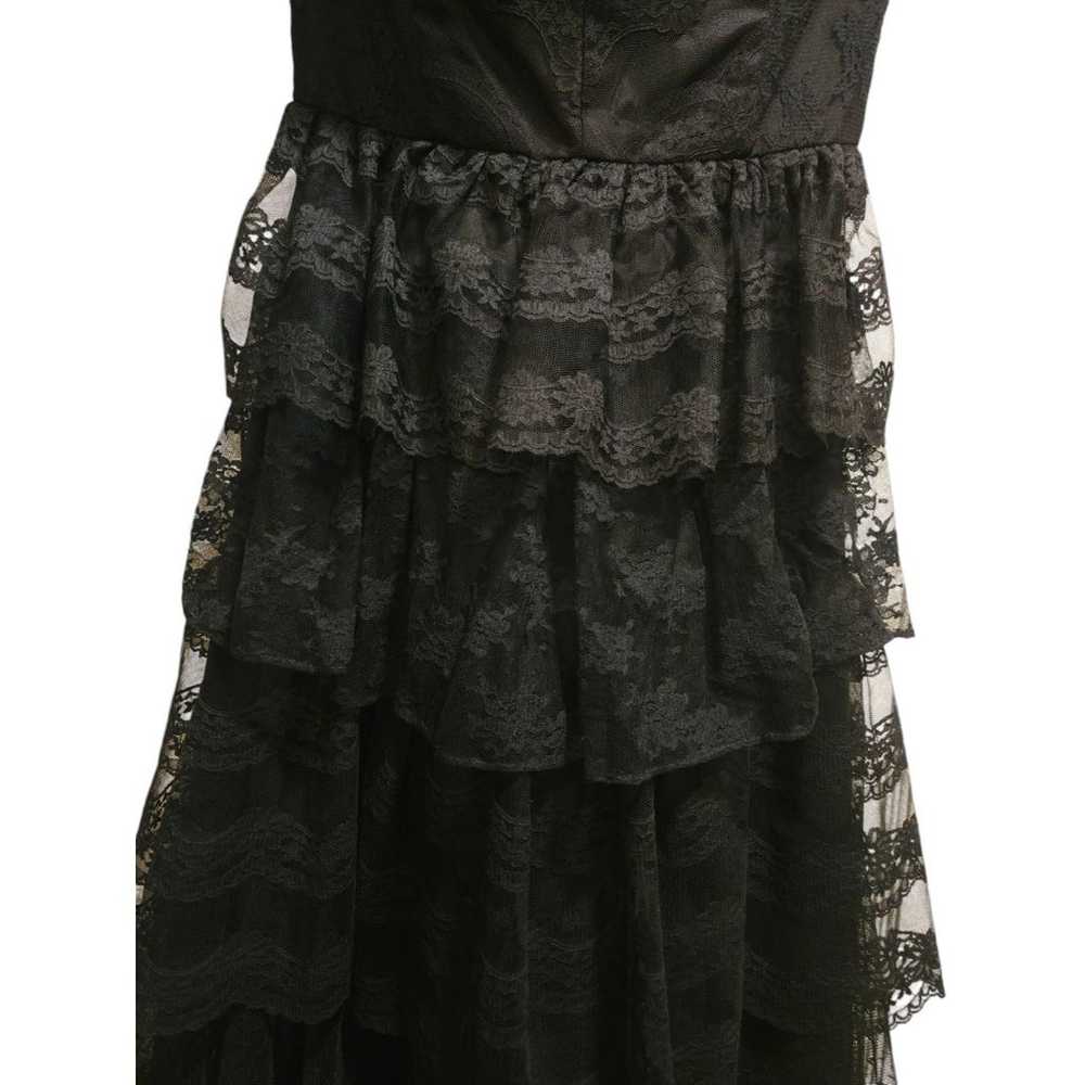 Vintage TD4 by Eletra Strapless Black Lace Midi T… - image 4