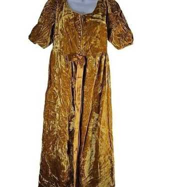 Vintage 60s Dress Womens Size S Gold Crushed Velv… - image 1