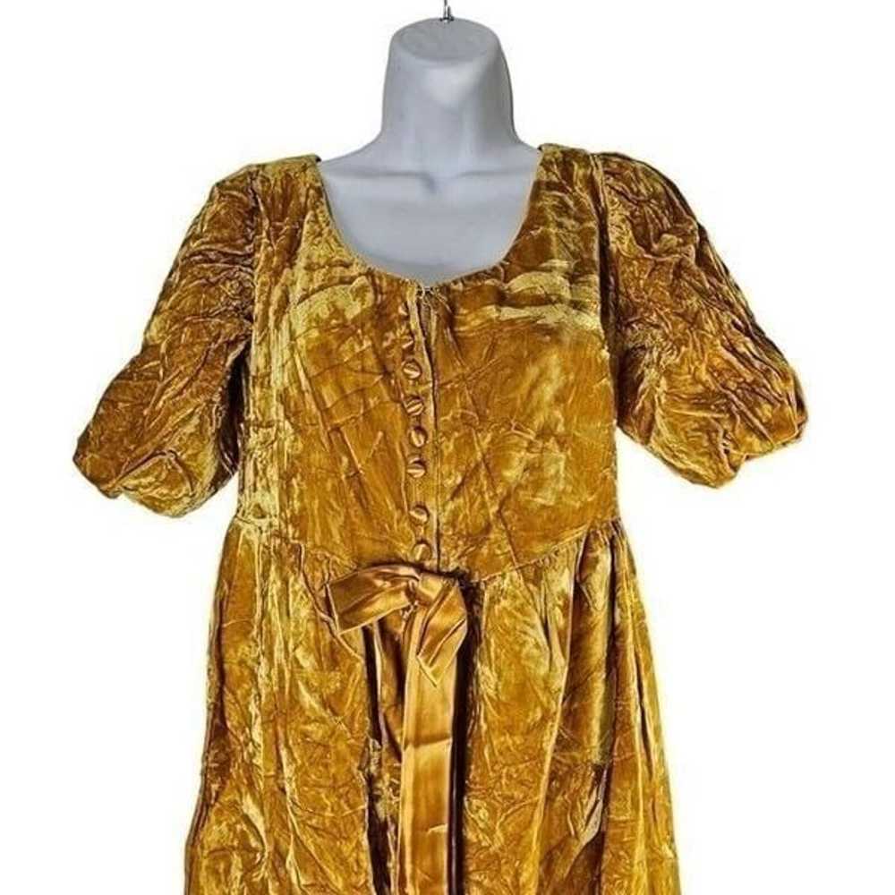 Vintage 60s Dress Womens Size S Gold Crushed Velv… - image 3