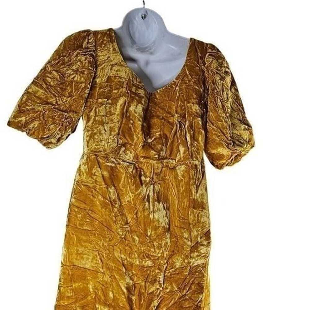 Vintage 60s Dress Womens Size S Gold Crushed Velv… - image 5