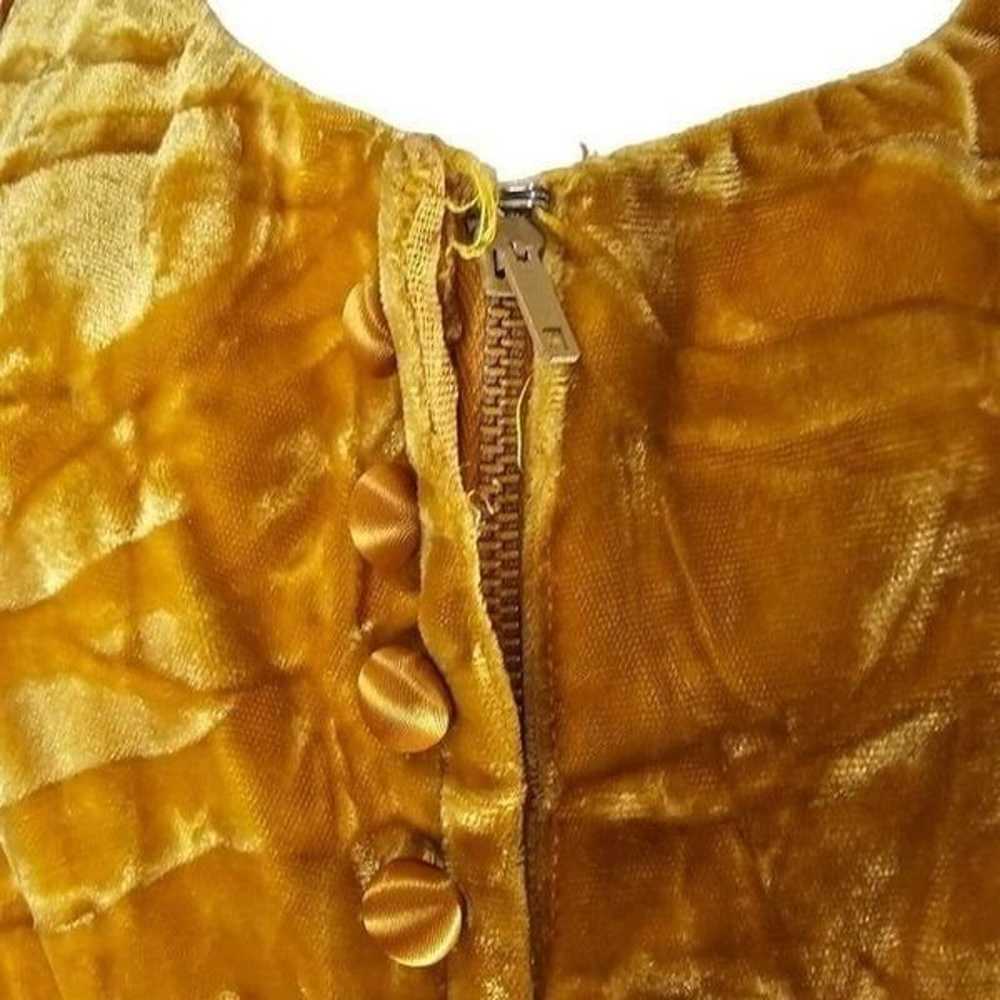 Vintage 60s Dress Womens Size S Gold Crushed Velv… - image 7