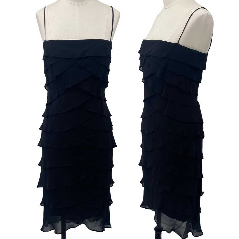 Vintage 90s Tadashi Silk Dress Sleeveless Tiered … - image 1