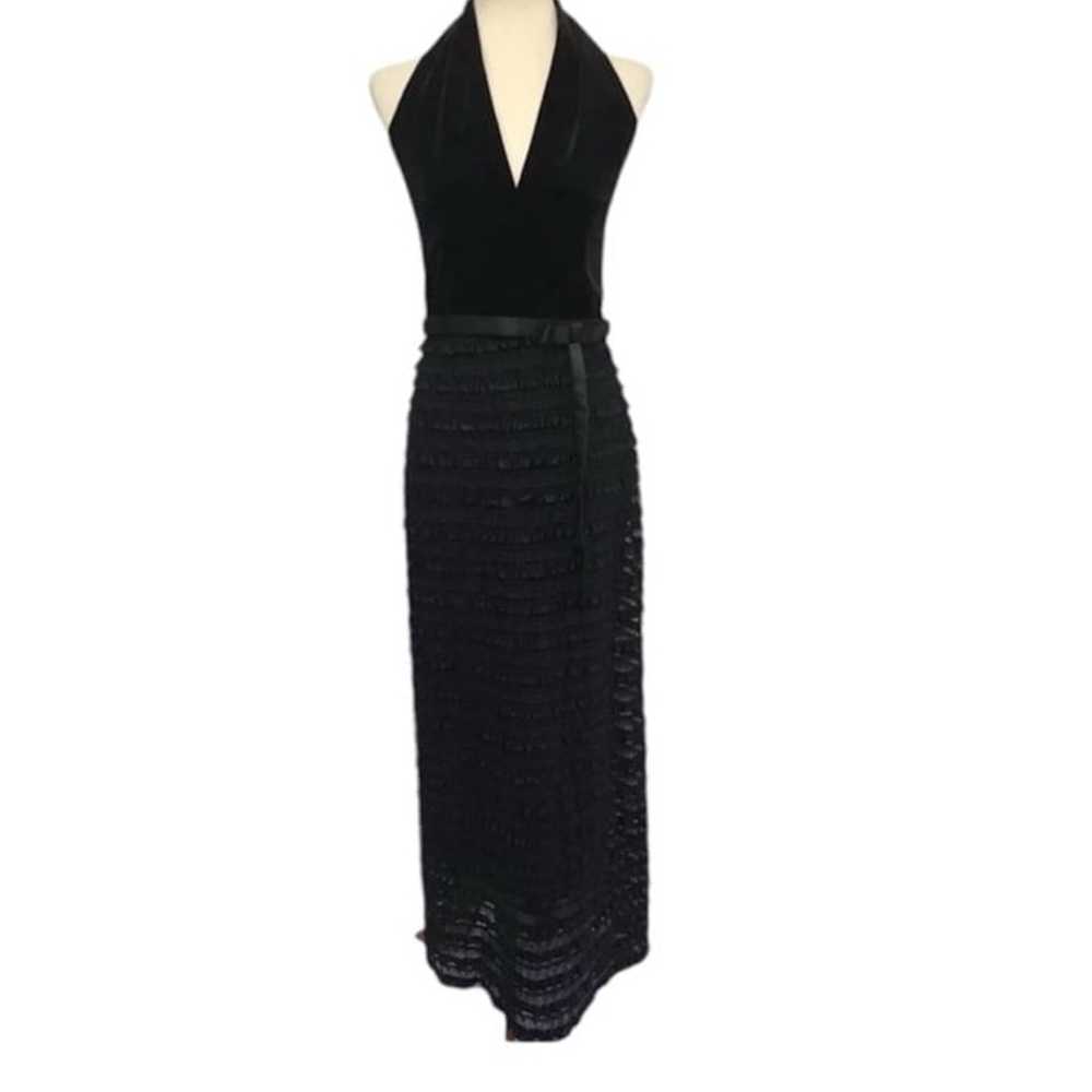 Jessica McClintock Vintage Party Dress Black Velv… - image 1