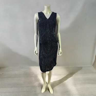 Vintage silk bead and sequin dress size small - image 1