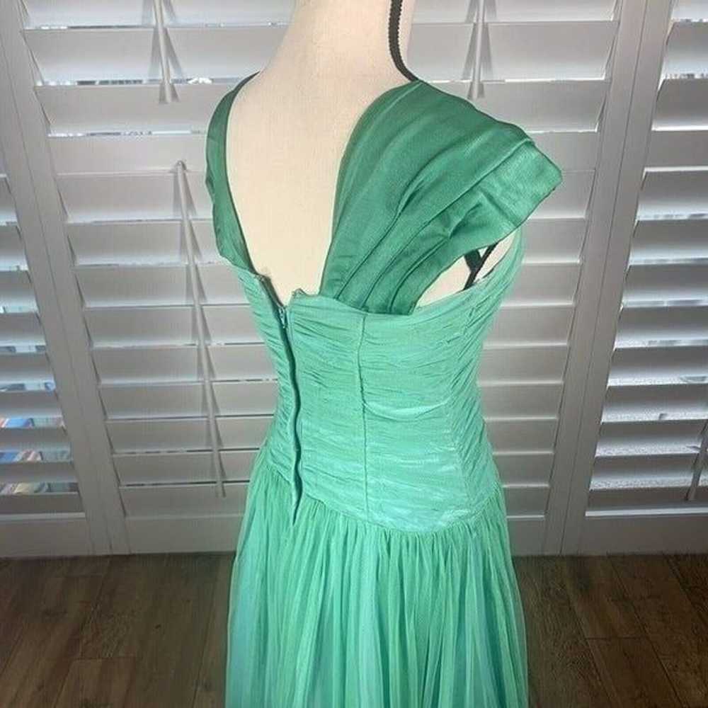 Vtg Green Tulle Prom Dress Small Formal Ball Gown… - image 6