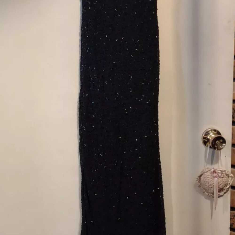 Vintage Stenay Black Beaded Silk Dress Goth Witch… - image 1