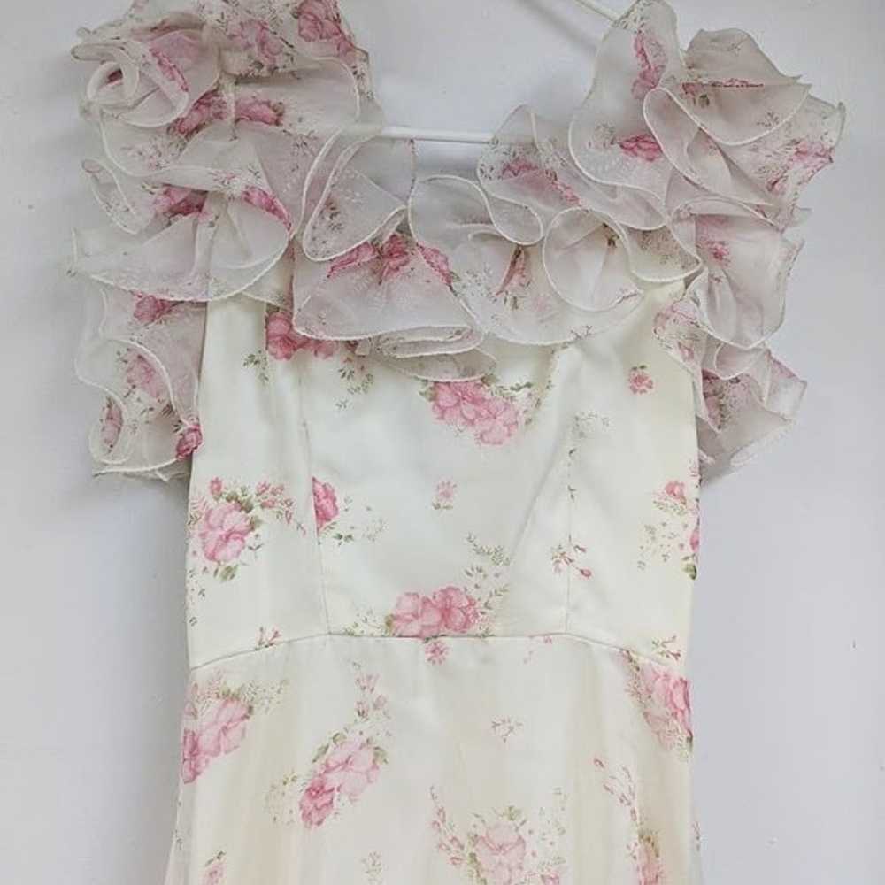 Vintage Prom Dress Prairie Style Ruffle Floral Cr… - image 1