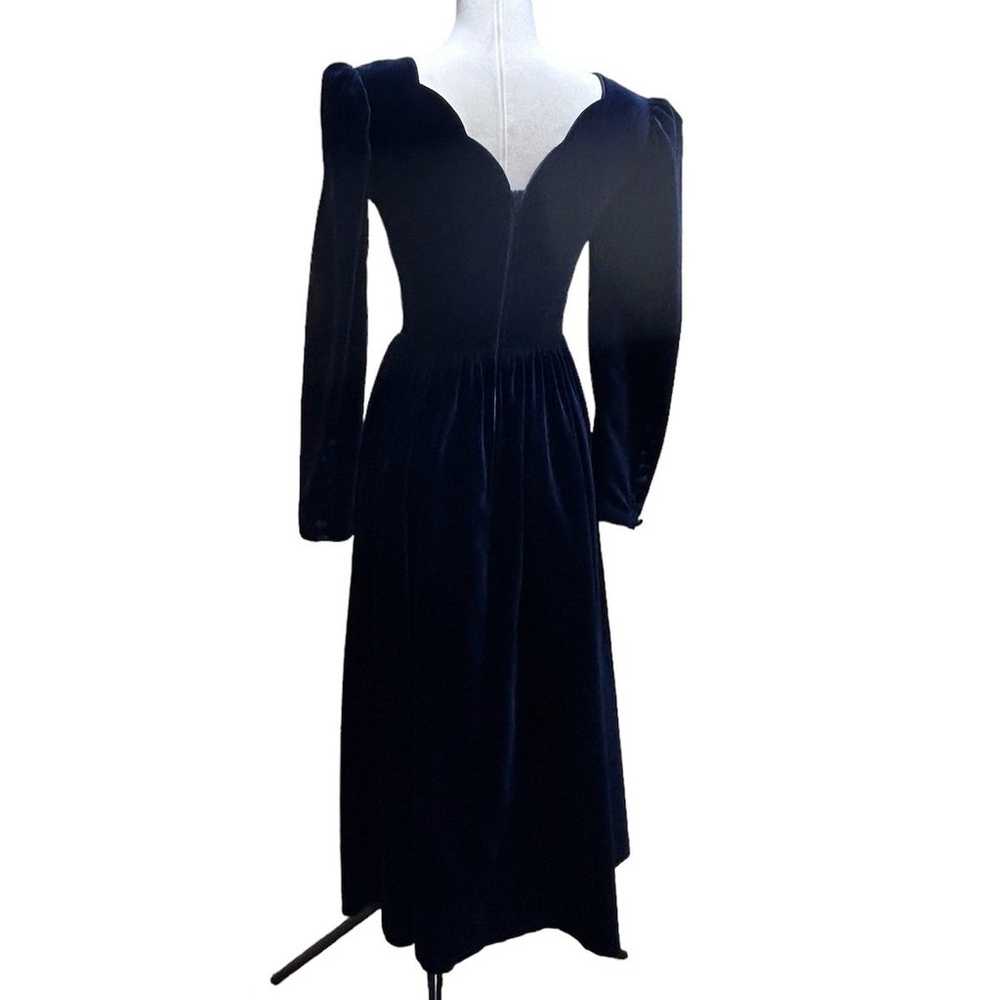 VTG Laura Ashley 80's Dark Blue Velveteen Maxi Dr… - image 2