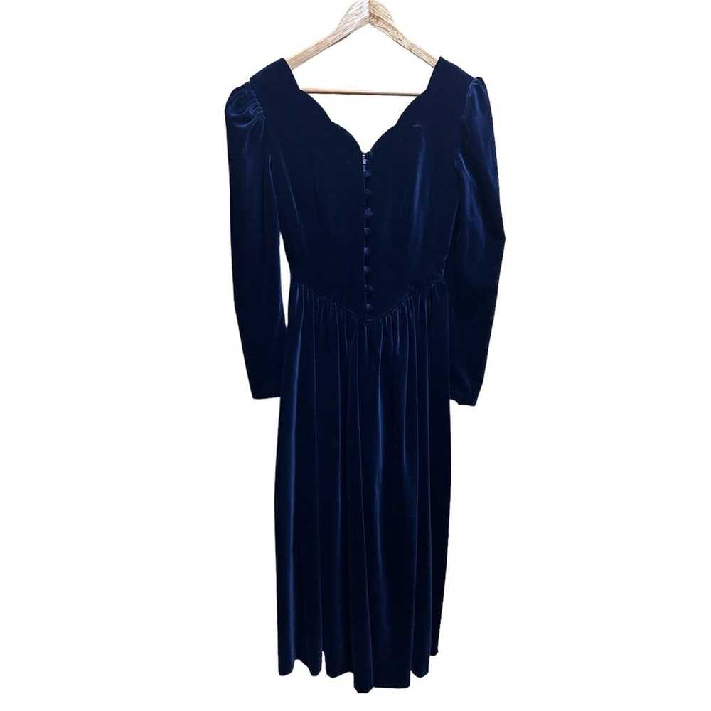 VTG Laura Ashley 80's Dark Blue Velveteen Maxi Dr… - image 3