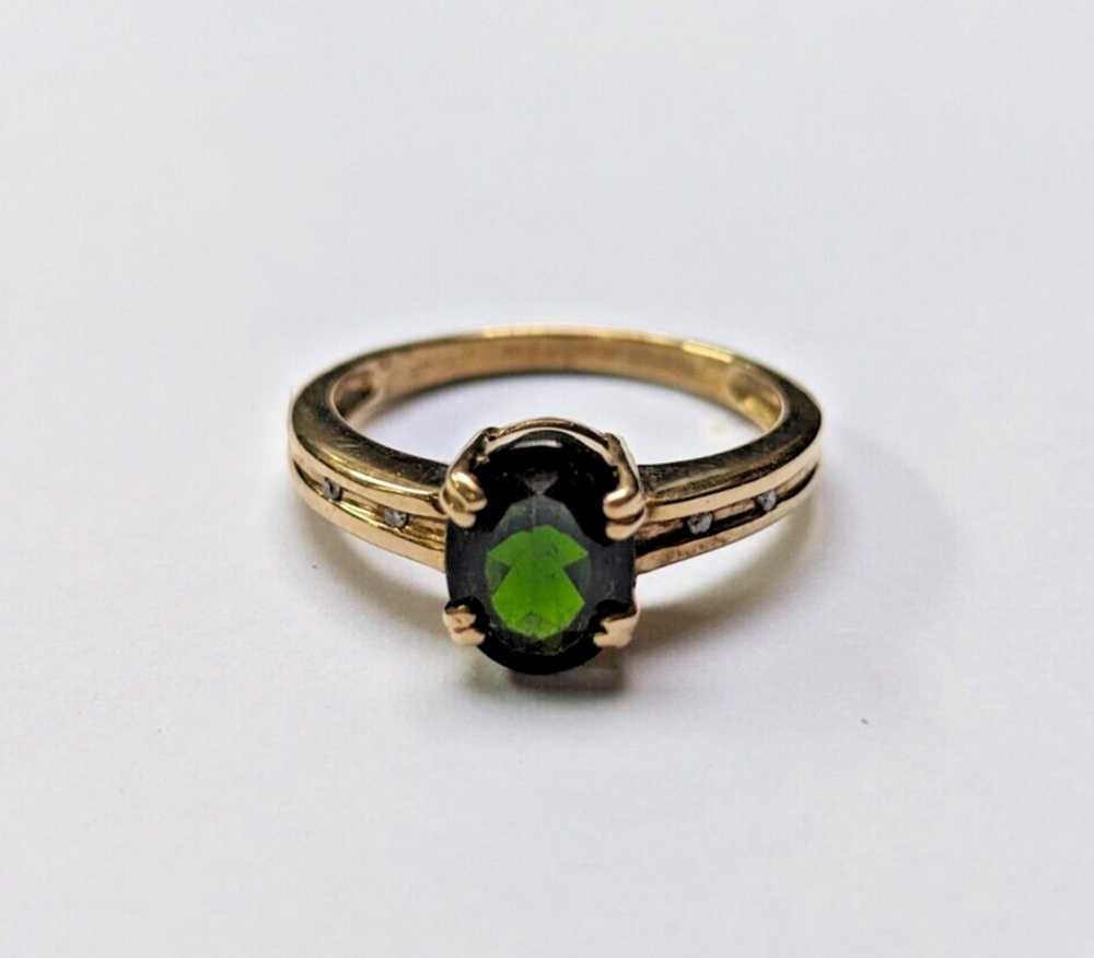 9ct Gold Ring Chrome Diopside Diamond Ring in Siz… - image 1