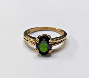 9ct Gold Ring Chrome Diopside Diamond Ring in Siz… - image 1