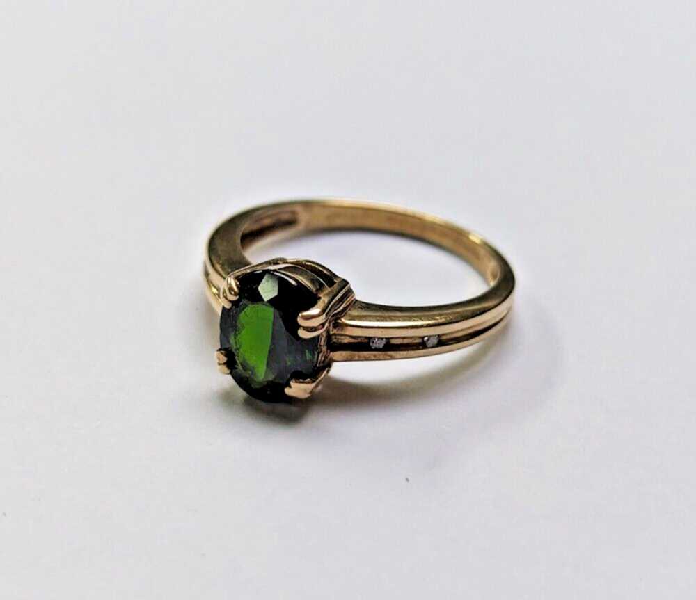 9ct Gold Ring Chrome Diopside Diamond Ring in Siz… - image 3