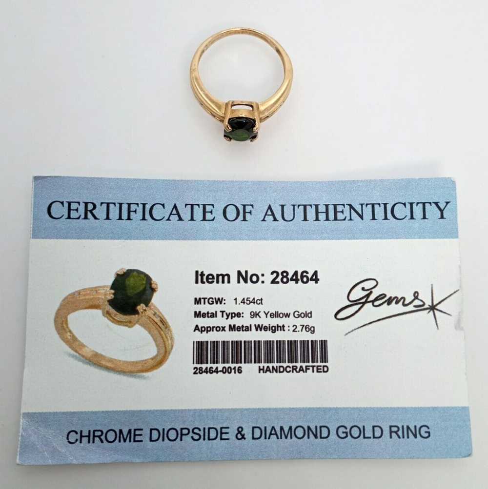 9ct Gold Ring Chrome Diopside Diamond Ring in Siz… - image 8