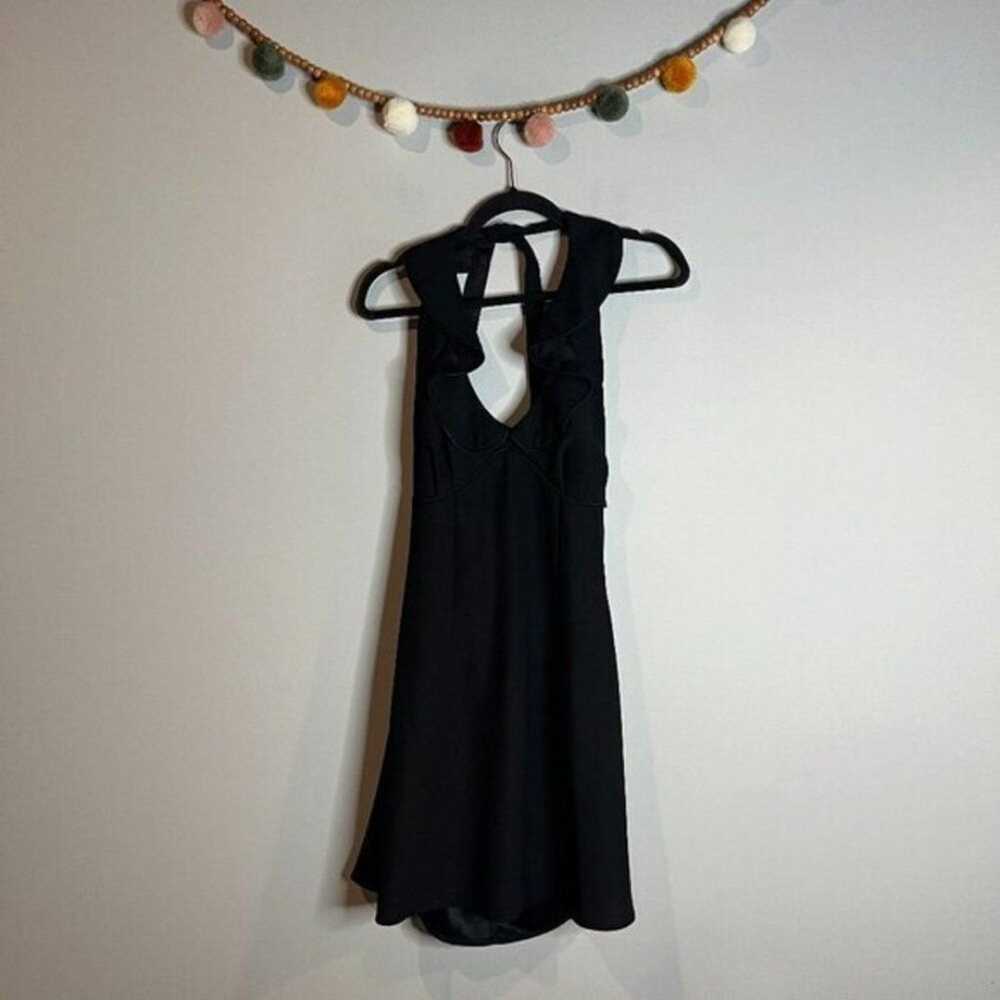 Y2K Vintage black ruffle halter mini dress - image 1