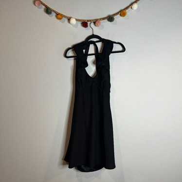 Y2K Vintage black ruffle halter mini dress - image 1