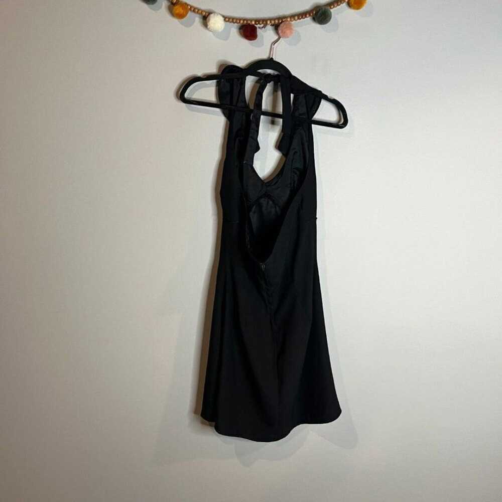 Y2K Vintage black ruffle halter mini dress - image 4