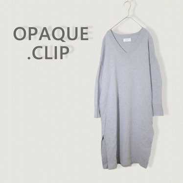 t047 Opaque Dot Clip One-piece Tunic Knit V-neck - image 1