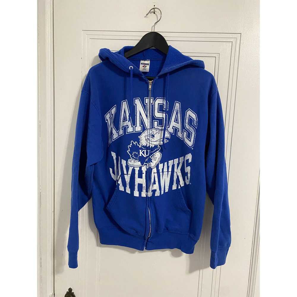 Jerzees Kansas Jayhawks Full-Zip Hoodie Sweatshir… - image 1