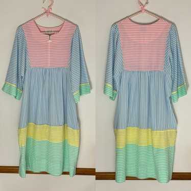 Vintage pastel striped seersucker dress