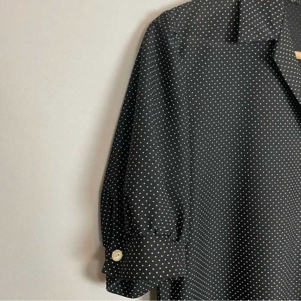 Vintage Polka Dot Dress Shirt Women Black White B… - image 10