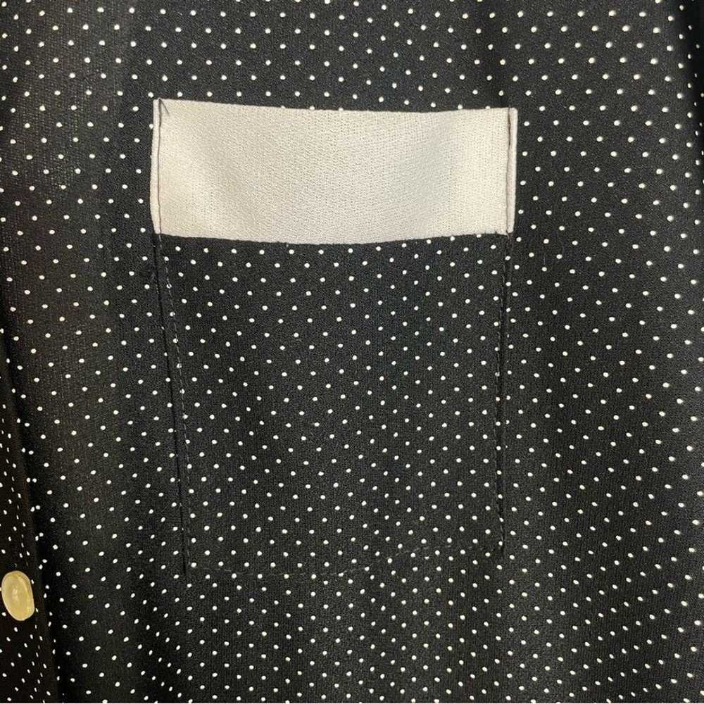 Vintage Polka Dot Dress Shirt Women Black White B… - image 11