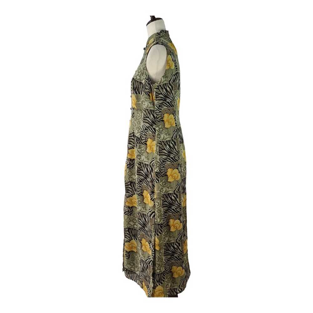 DressBarn Yellow Green Black Floral Over Black Vi… - image 3