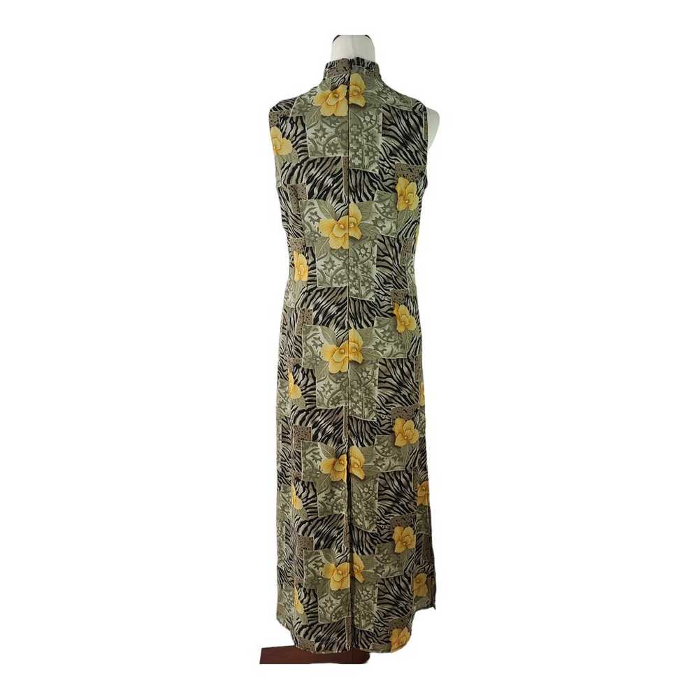 DressBarn Yellow Green Black Floral Over Black Vi… - image 4